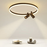 Modern 16 Inch Dimmable Round Ceiling Flush Mount Light with Dual Adjustable Track Spotlights and PMMA Lampshade
