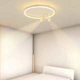 Modern 16 Inch Dimmable Round Ceiling Flush Mount Light with Dual Adjustable Track Spotlights and PMMA Lampshade