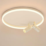 Modern 16 Inch Dimmable Round Ceiling Flush Mount Light with Dual Adjustable Track Spotlights and PMMA Lampshade