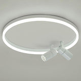 Modern 16 Inch Dimmable Round Ceiling Flush Mount Light with Dual Adjustable Track Spotlights and PMMA Lampshade