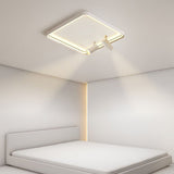 Modern 16 Inch Square Flush Mount Ceiling Light Dimmable LED with Dual Rotatable Spotlights