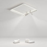 Modern 16 Inch Square Flush Mount Ceiling Light Dimmable LED with Dual Rotatable Spotlights
