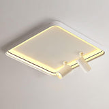 Modern 16 Inch Square Flush Mount Ceiling Light Dimmable LED with Dual Rotatable Spotlights