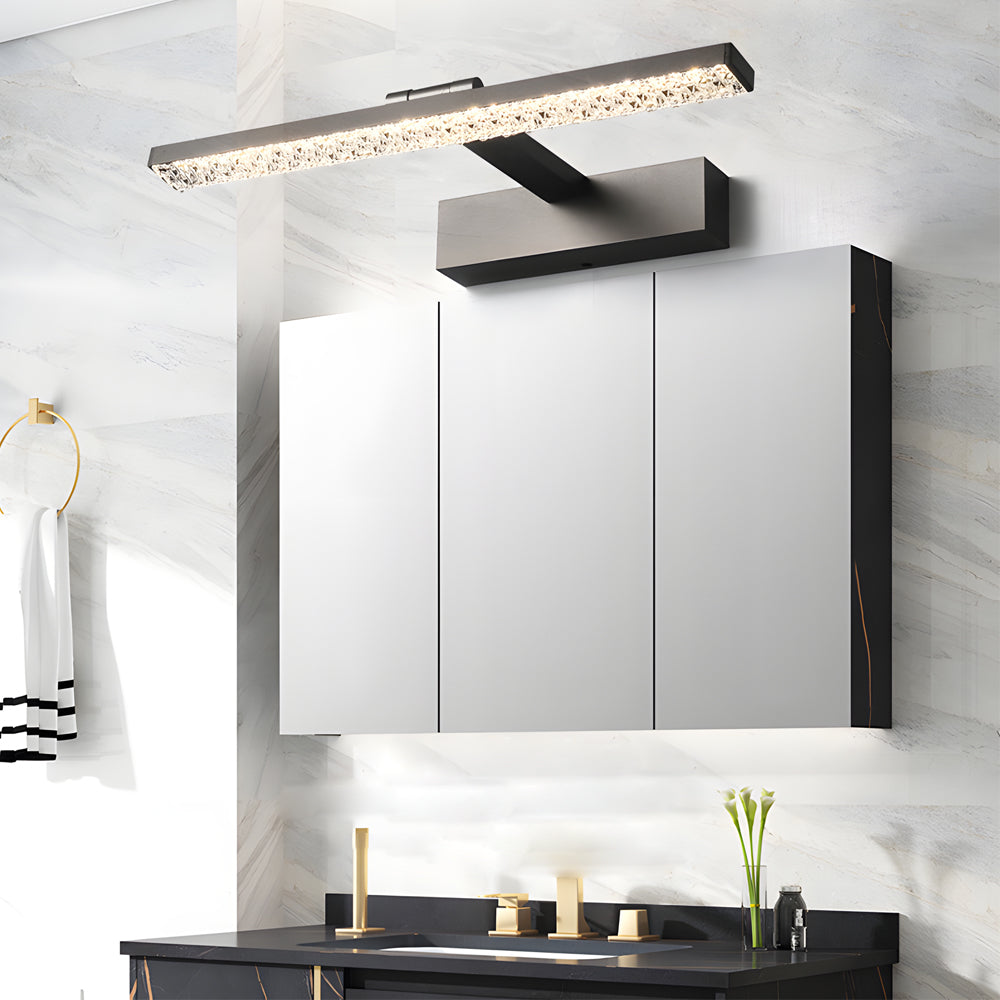 Modern 160 Degree Rotating LED Bathroom Vanity Light with Crystal Effect Acrylic Shade and Color Dimming