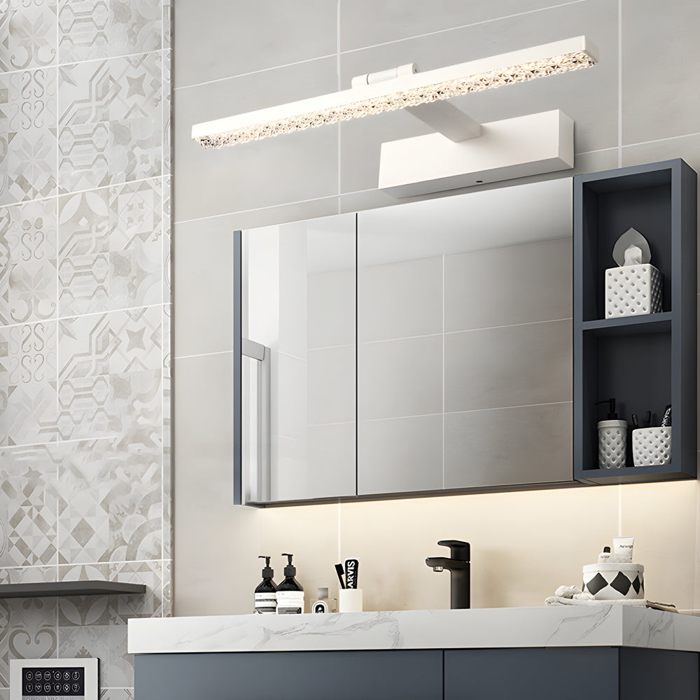 Modern 160 Degree Rotating LED Bathroom Vanity Light with Crystal Effect Acrylic Shade and Color Dimming