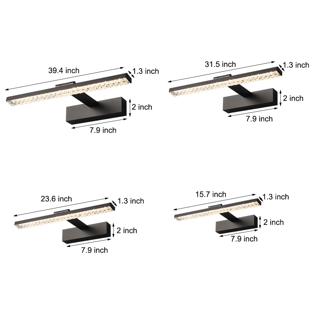 Modern 160 Degree Rotating LED Bathroom Vanity Light with Crystal Effect Acrylic Shade and Color Dimming