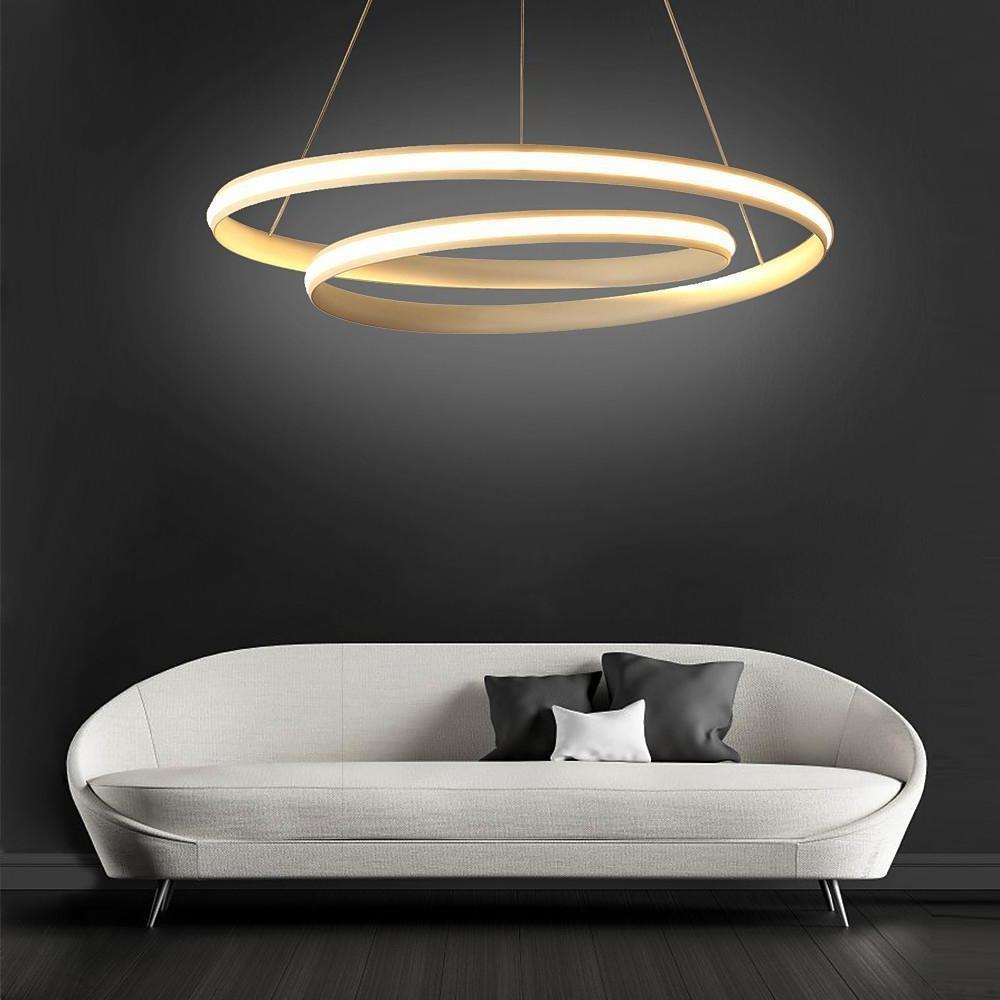 Modern 18 Inch White Spiral LED Pendant Light Dimmable Adjustable Hanging Ceiling Fixture