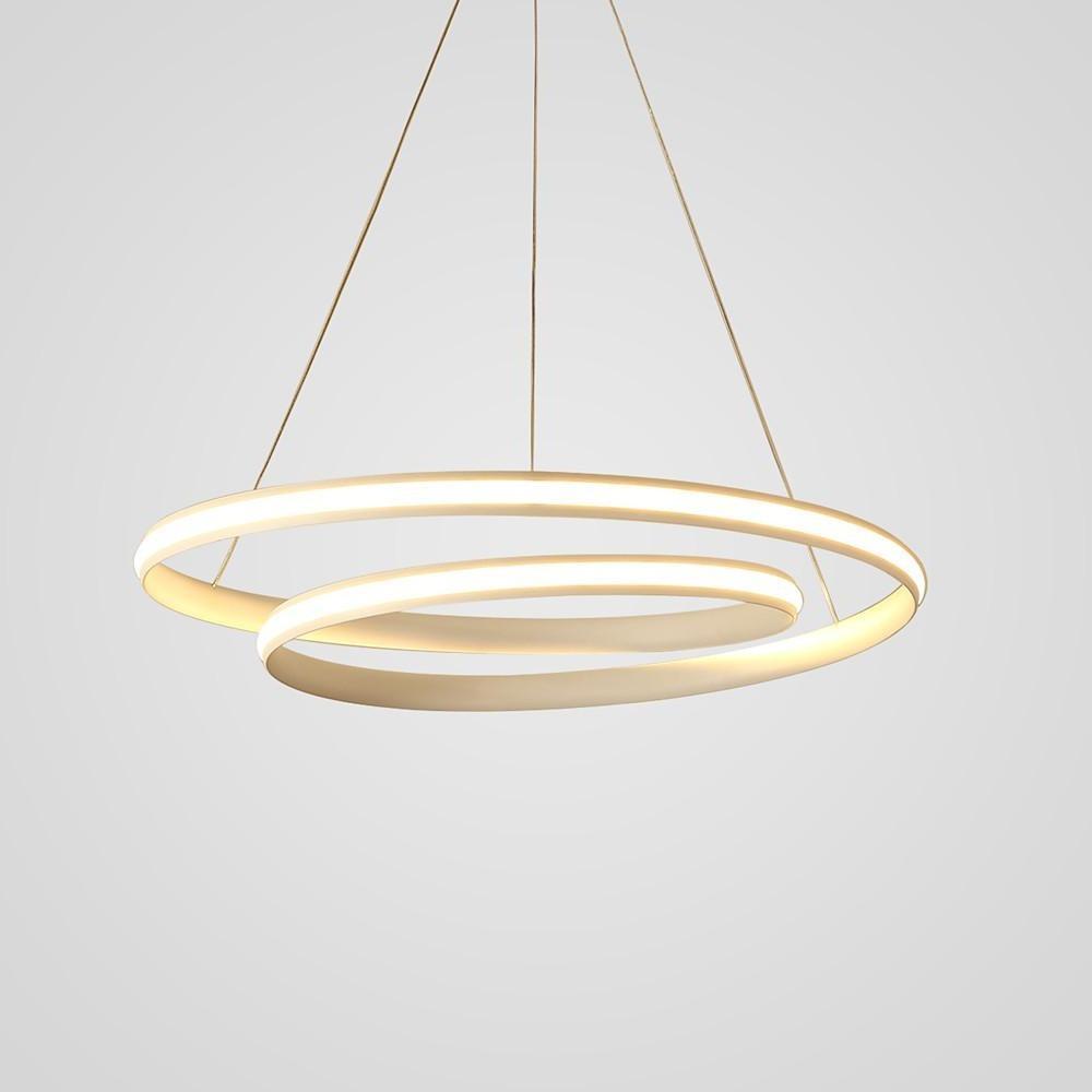 Modern 18 Inch White Spiral LED Pendant Light Dimmable Adjustable Hanging Ceiling Fixture