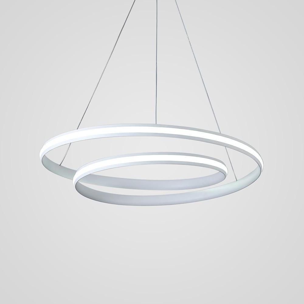 Modern 18 Inch White Spiral LED Pendant Light Dimmable Adjustable Hanging Ceiling Fixture