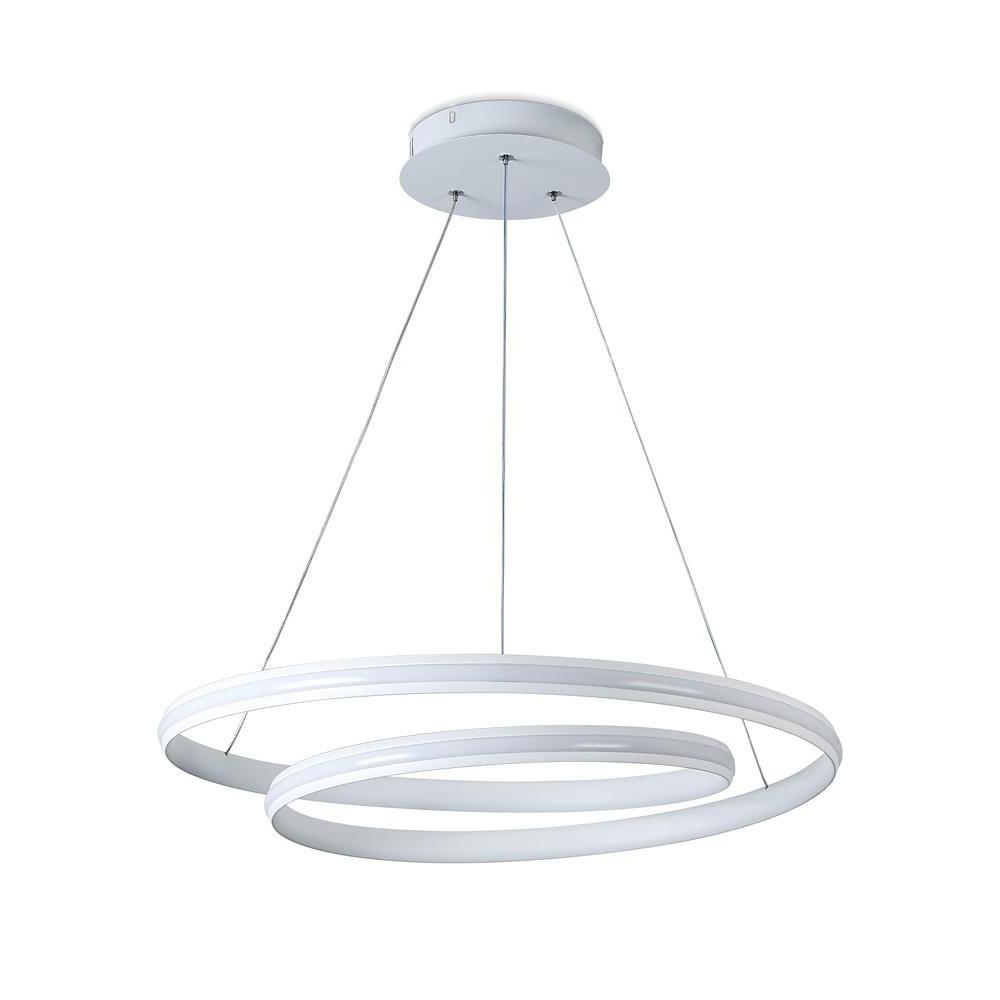 Modern 18 Inch White Spiral LED Pendant Light Dimmable Adjustable Hanging Ceiling Fixture