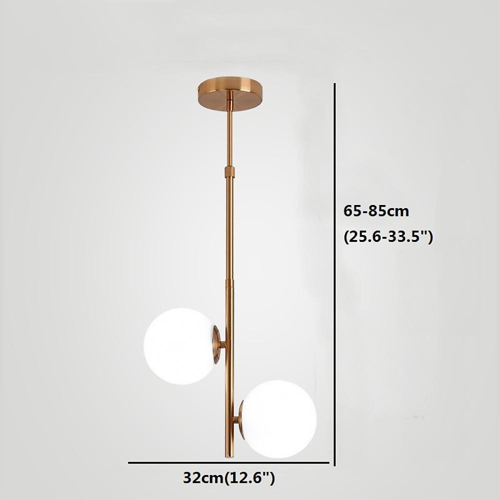 Modern 2 Light Ball Glass LED Pendant Light Adjustable Electroplated Metal Hanging Fixture