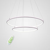 Modern 2 Ring LED Chandelier Geometric Pendant Light with Adjustable Height for Dining Room