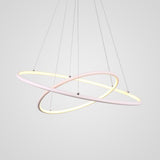 Modern 2 Ring LED Chandelier Geometric Pendant Light with Adjustable Height for Dining Room