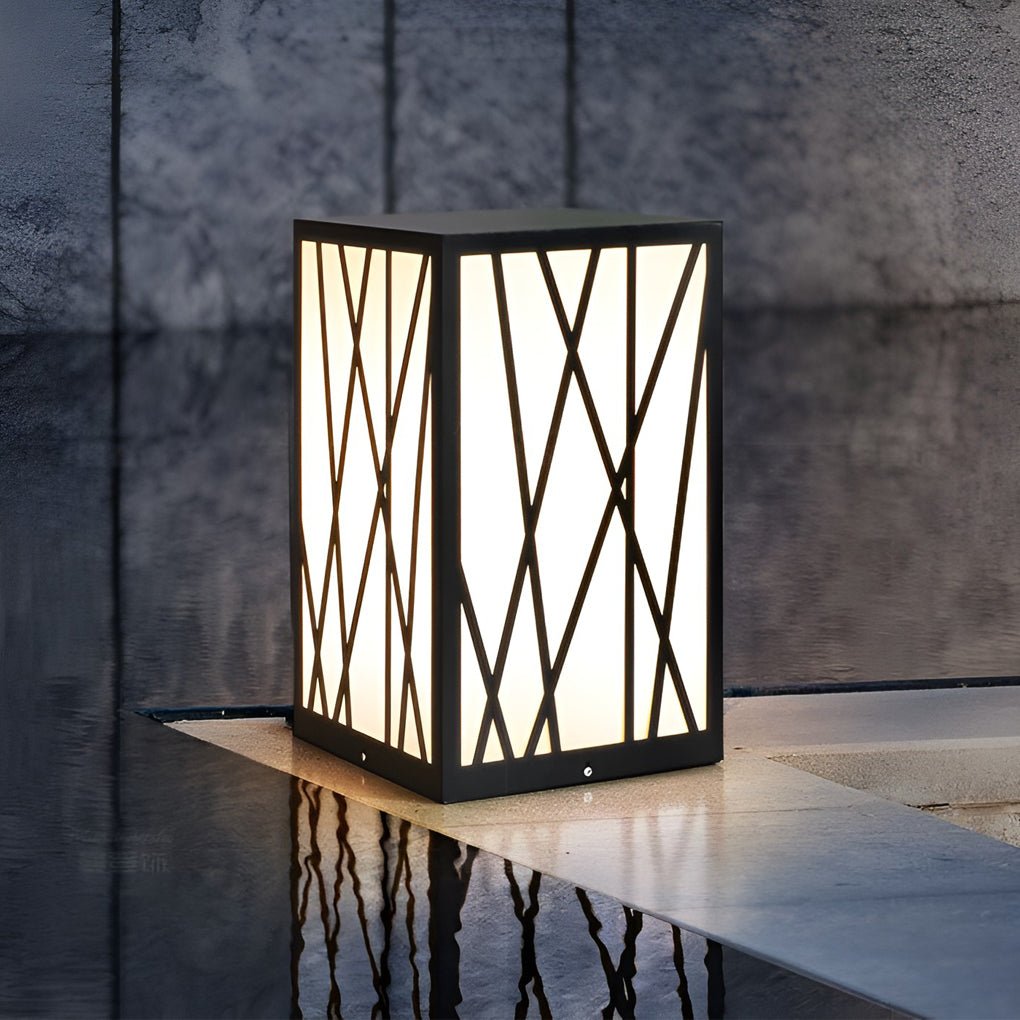 Modern 20W LED Solar Post Lights Square Waterproof Outdoor Pathway Lighting for Garden and Yard