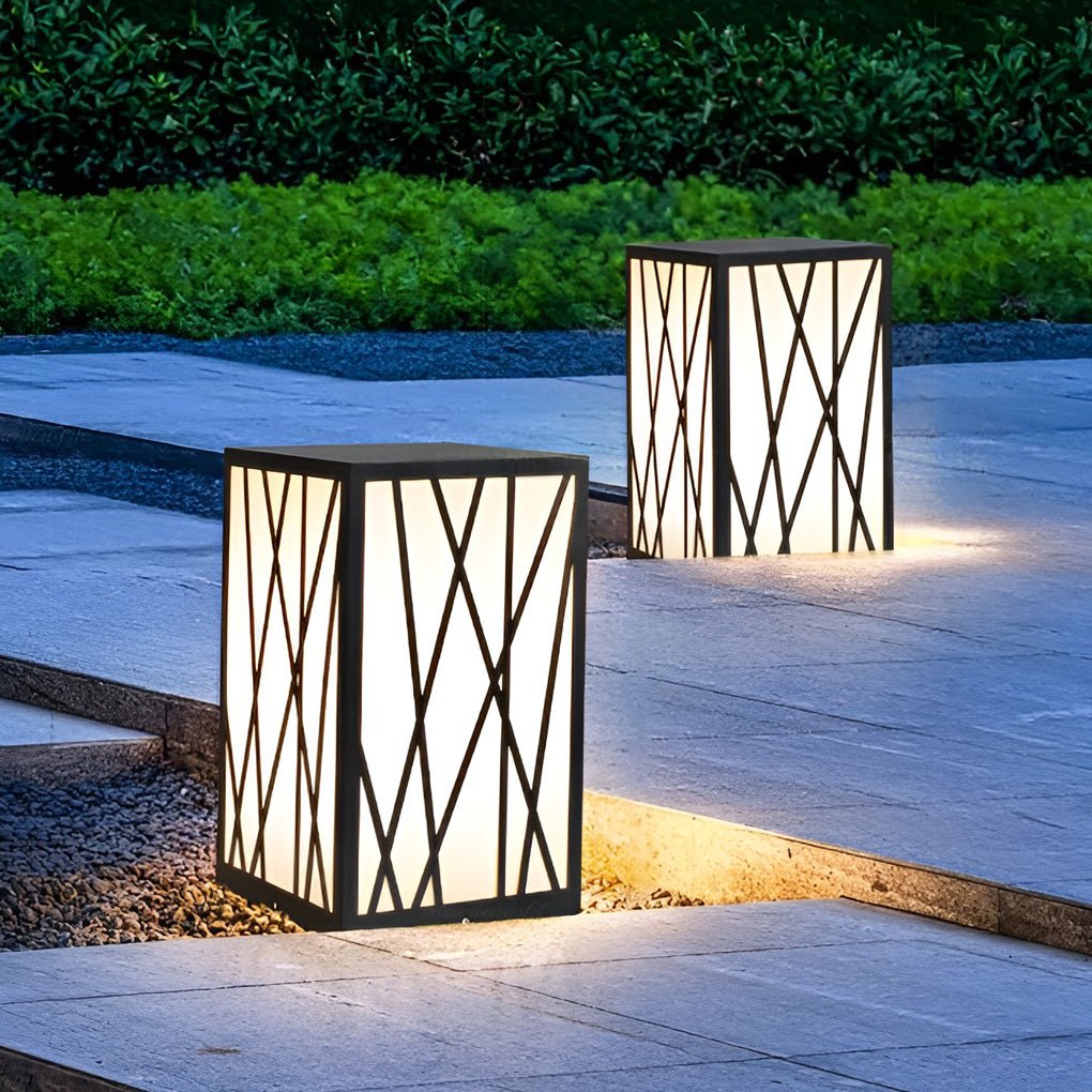Modern 20W LED Solar Post Lights Square Waterproof Outdoor Pathway Lighting for Garden and Yard