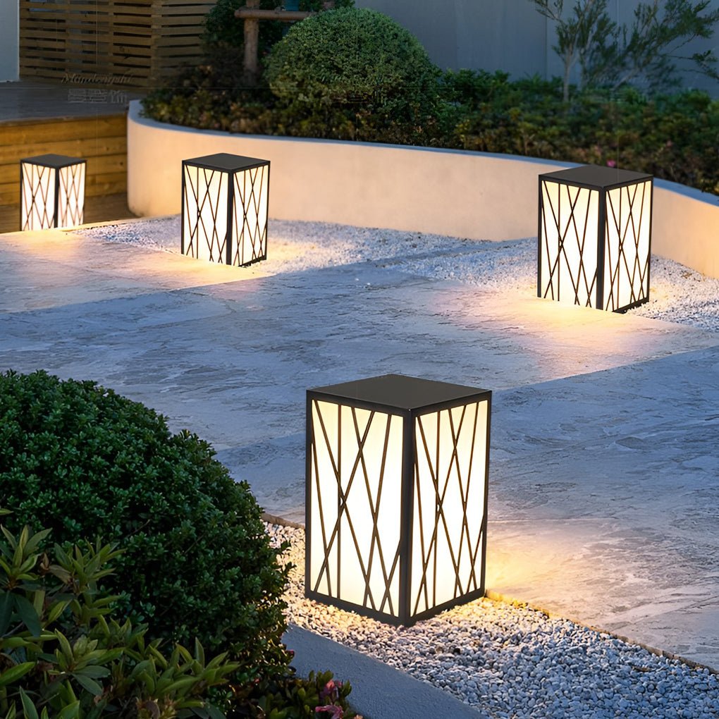 Modern 20W LED Solar Post Lights Square Waterproof Outdoor Pathway Lighting for Garden and Yard