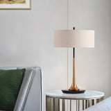 Modern 21.7 Inch Metal Table Lamp in Espresso Bronze and Gold Brass with Fabric Shade