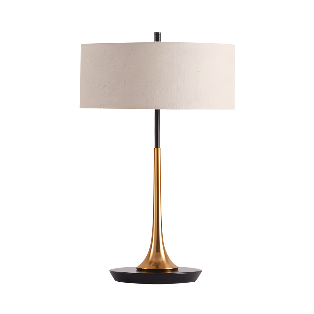 Modern 21.7 Inch Metal Table Lamp in Espresso Bronze and Gold Brass with Fabric Shade