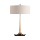 Modern 21.7 Inch Metal Table Lamp in Espresso Bronze and Gold Brass with Fabric Shade