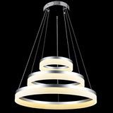 Modern 24 Inch 3 Ring LED Pendant Light Adjustable Metal and Acrylic Chandelier