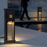Modern 24 Inch LED Outdoor Pathway Light Waterproof Mountain Design Garden Bollard Lamp in Black