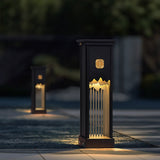 Modern 24 Inch LED Outdoor Pathway Light Waterproof Mountain Design Garden Bollard Lamp in Black