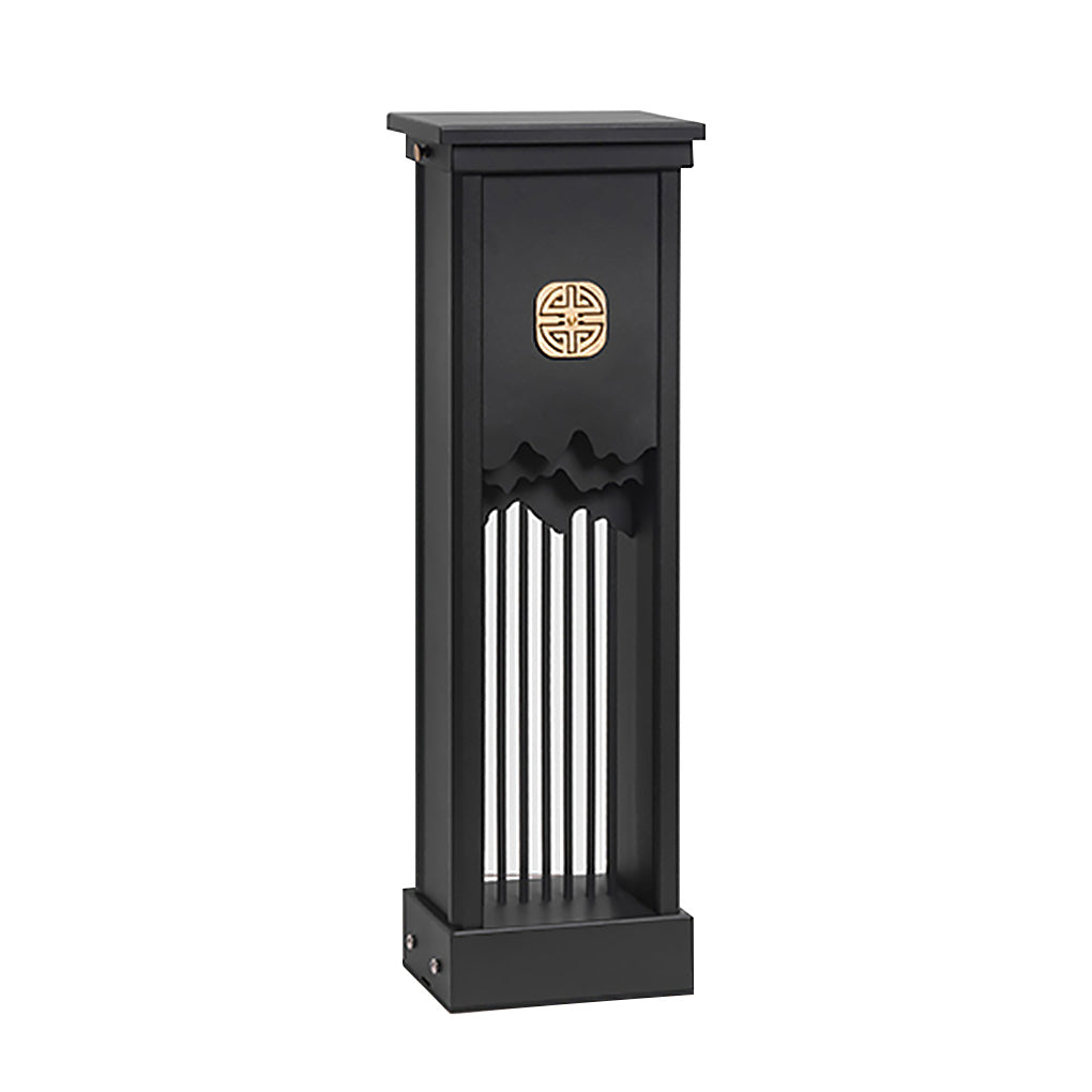 Modern 24 Inch LED Outdoor Pathway Light Waterproof Mountain Design Garden Bollard Lamp in Black