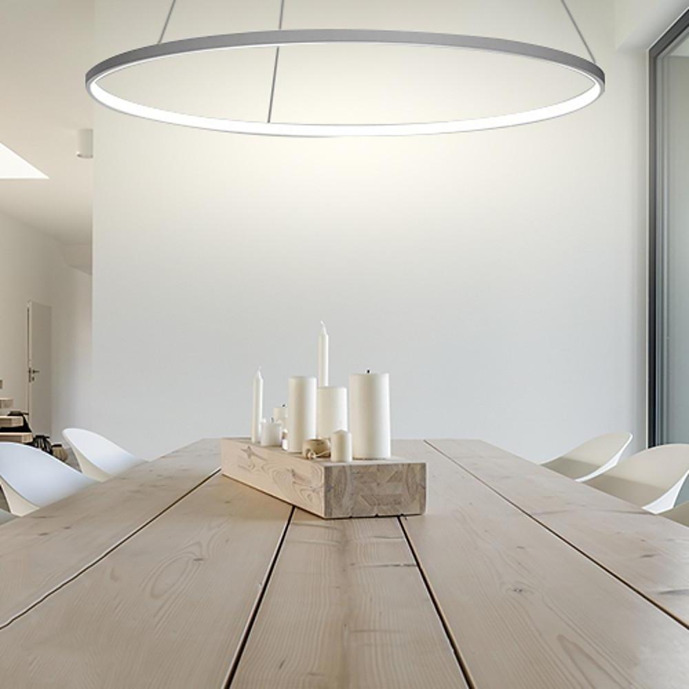 Modern 24 Inch LED Ring Pendant Light with Acrylic Opal Shade for Living Room