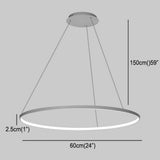 Modern 24 Inch LED Ring Pendant Light with Acrylic Opal Shade for Living Room