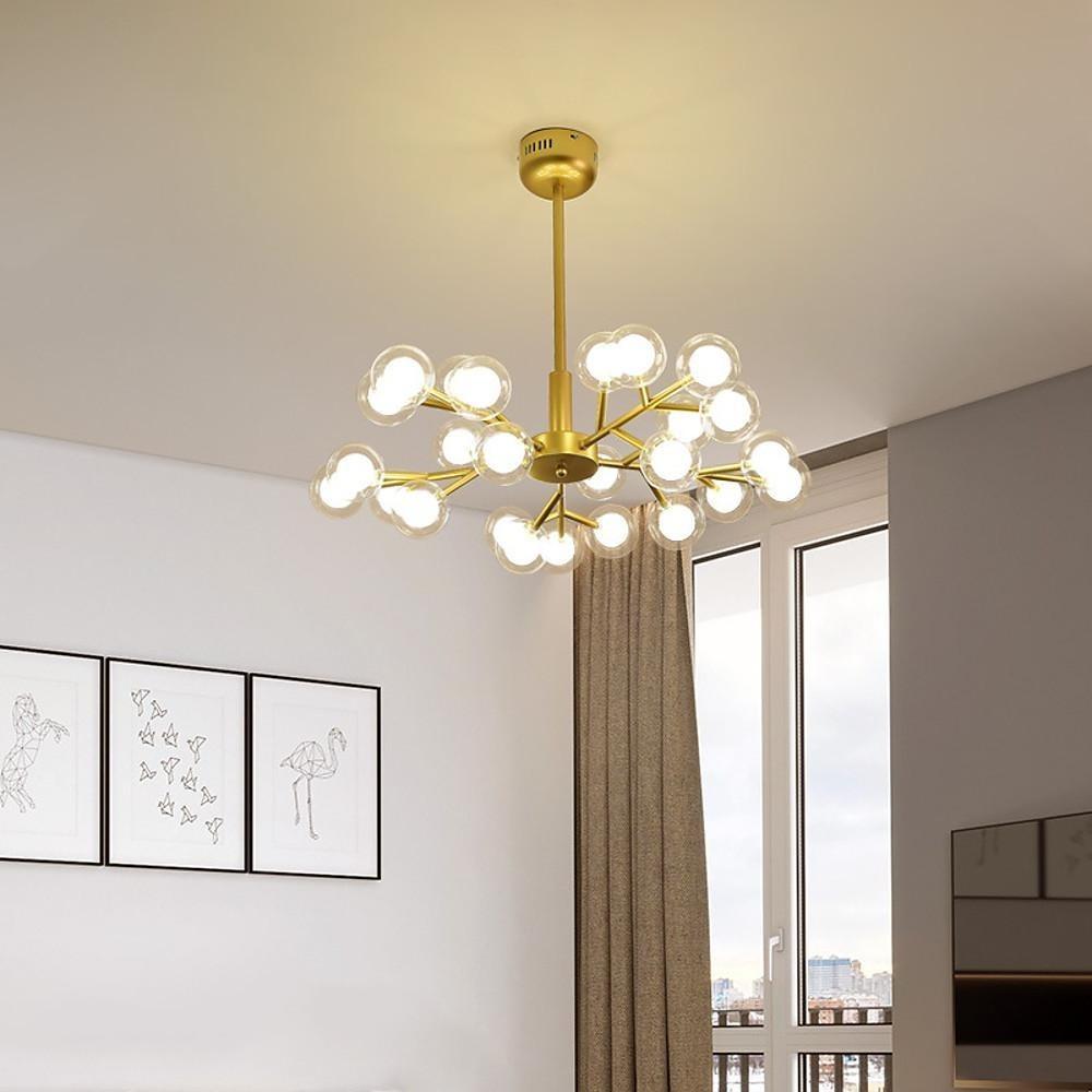 Modern 25 Light Sputnik Glass Globe Cluster LED Chandelier Pendant Light for Dining Room