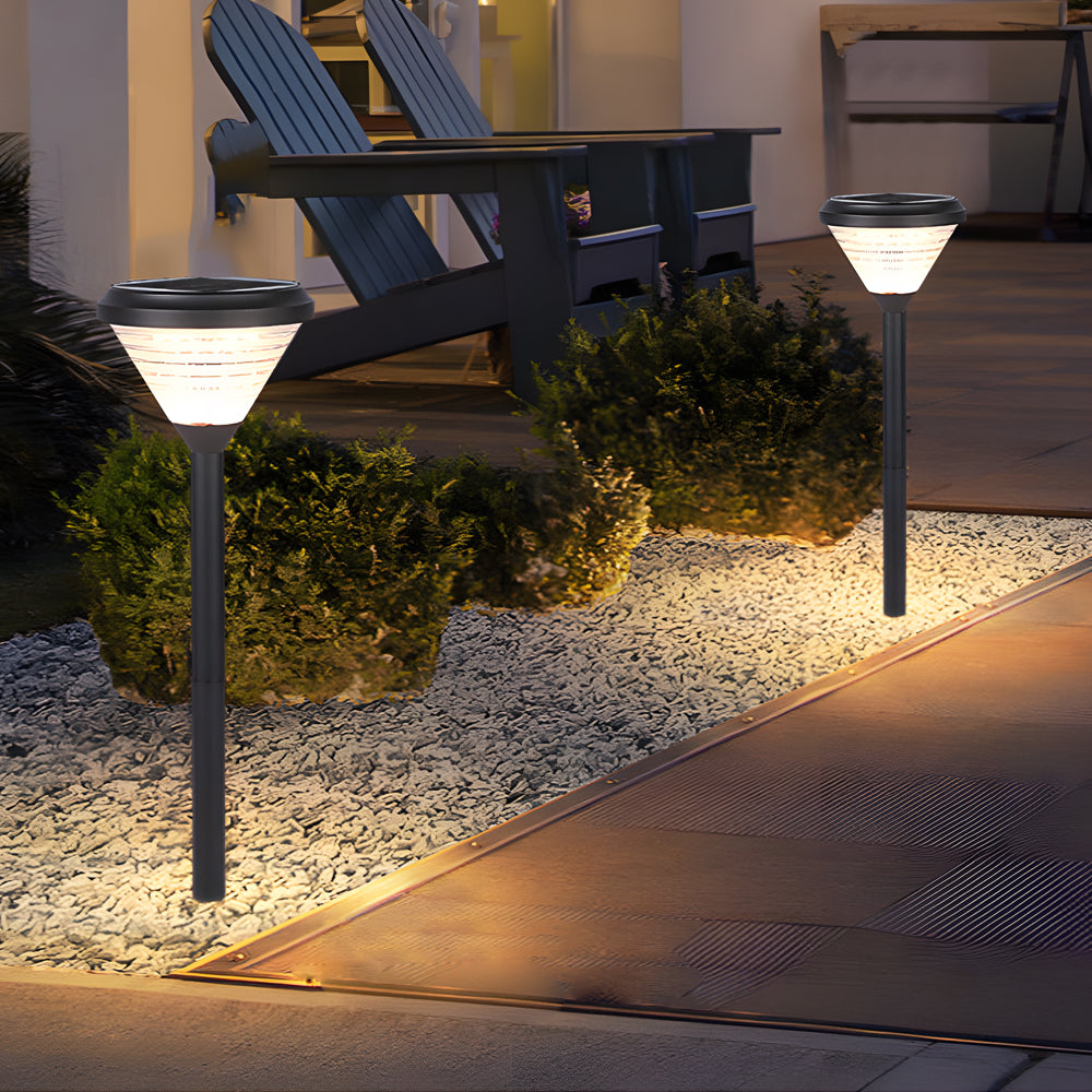 Modern 27.6 Inch Black Solar LED Pathway Light for Outdoor Landscape Gardens