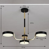 Modern 3 Light Circular LED Chandelier for Kitchen Island and Contemporary Dining Room