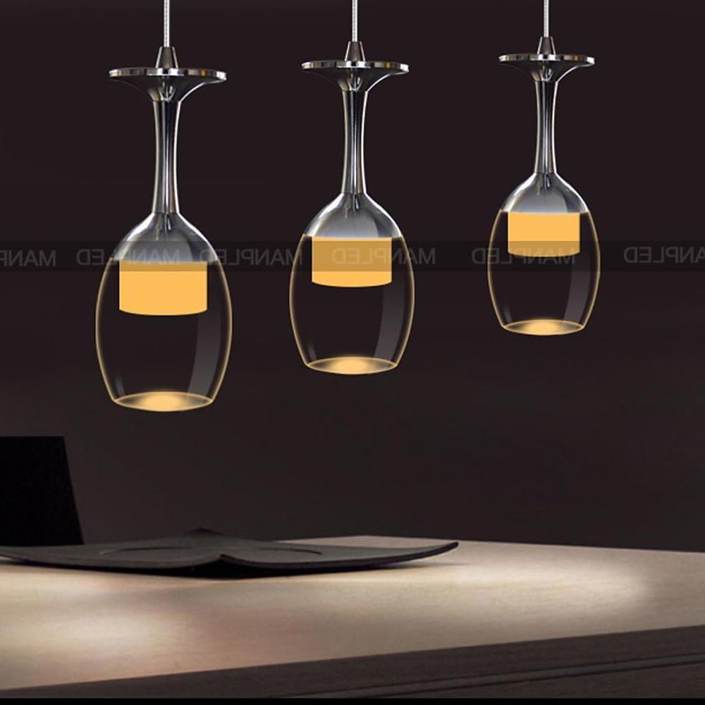 Modern 3 Light LED Kitchen Island Chandelier Electroplated Aluminum Pendant Lighting Fixture