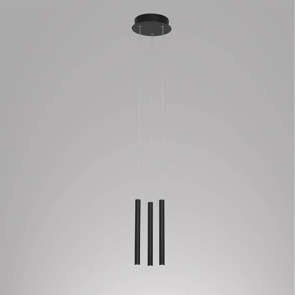Modern 3 Light LED Kitchen Island Pendant Lighting with Adjustable Cord in Black and White Aluminum