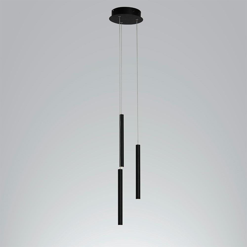 Modern 3 Light LED Kitchen Island Pendant Lighting with Adjustable Cord in Black and White Aluminum