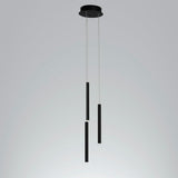 Modern 3 Light LED Kitchen Island Pendant Lighting with Adjustable Cord in Black and White Aluminum