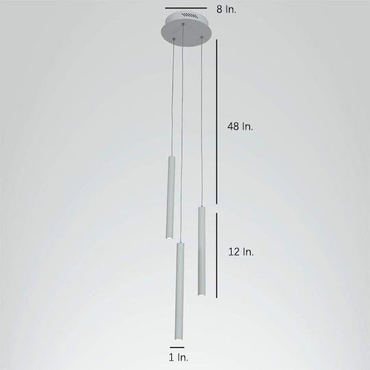 Modern 3 Light LED Kitchen Island Pendant Lighting with Adjustable Cord in Black and White Aluminum