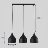 Modern 3 Light Metal Pendant Lighting Industrial Kitchen Island Hanging Lamp Fixture