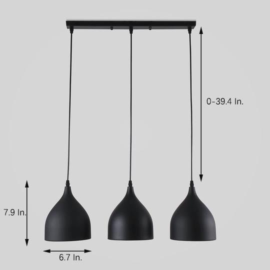 Modern 3 Light Metal Pendant Lighting Industrial Kitchen Island Hanging Lamp Fixture