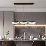 Modern 3 Ring Dimmable LED Chandelier Adjustable Circle Pendant Light for Dining Room