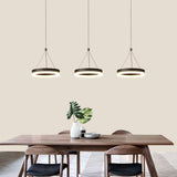 Modern 3 Ring Dimmable LED Chandelier Adjustable Circle Pendant Light for Dining Room
