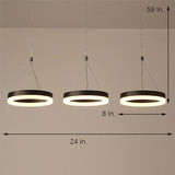 Modern 3 Ring Dimmable LED Chandelier Adjustable Circle Pendant Light for Dining Room