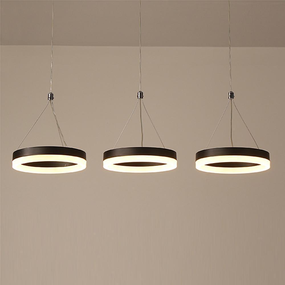 Modern 3 Ring Dimmable LED Chandelier Adjustable Circle Pendant Light for Dining Room