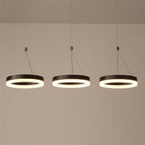 Modern 3 Ring Dimmable LED Chandelier Adjustable Circle Pendant Light for Dining Room