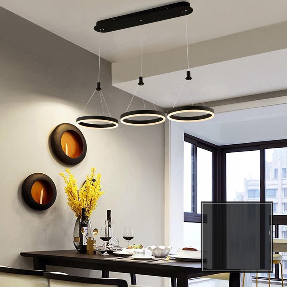 Modern 3 Ring Dimmable LED Chandelier Adjustable Pendant Light for Living Room and Dining Area