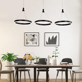 Modern 3 Ring Dimmable LED Chandelier Adjustable Pendant Light for Living Room and Dining Area