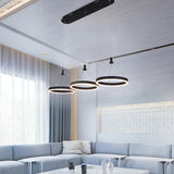 Modern 3 Ring Dimmable LED Chandelier Adjustable Pendant Light for Living Room and Dining Area