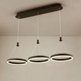 Modern 3 Ring Dimmable LED Chandelier Adjustable Pendant Light for Living Room and Dining Area