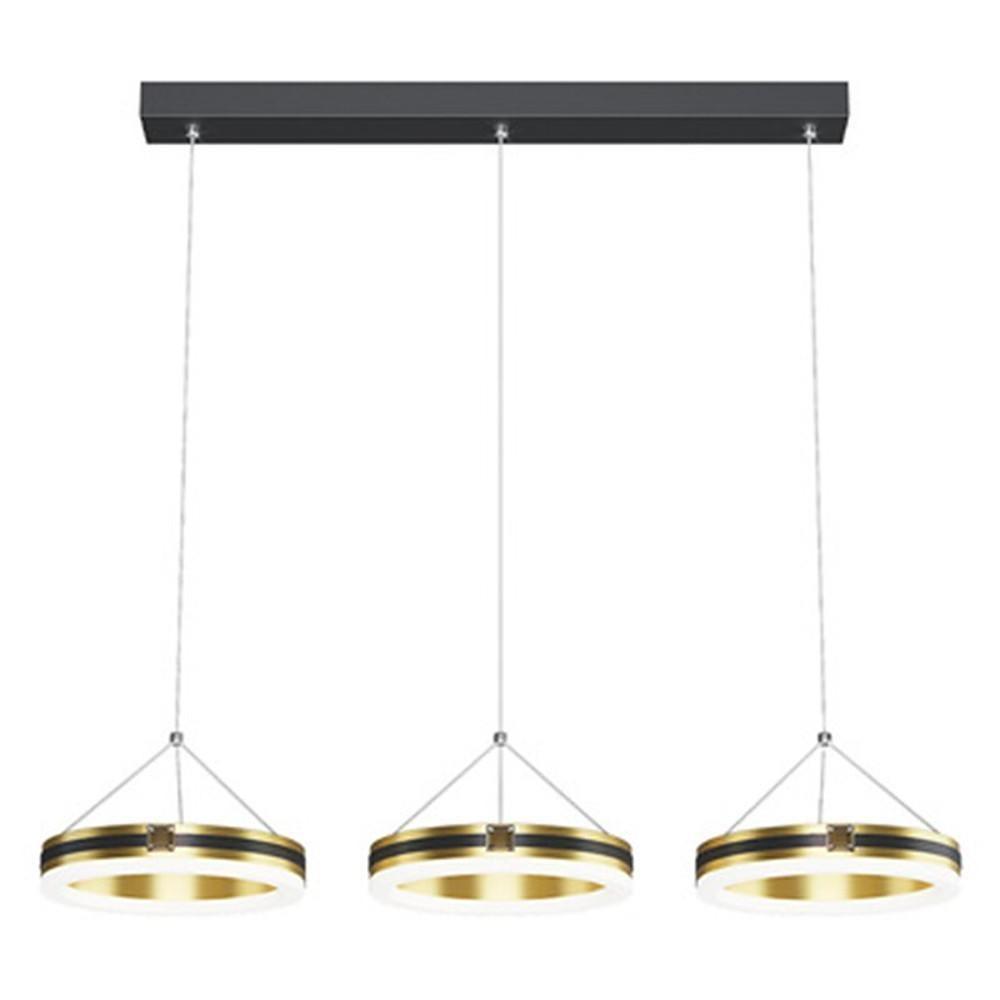 Modern 3 Ring Dimmable LED Chandelier Circular Pendant Light for Dining and Living Room
