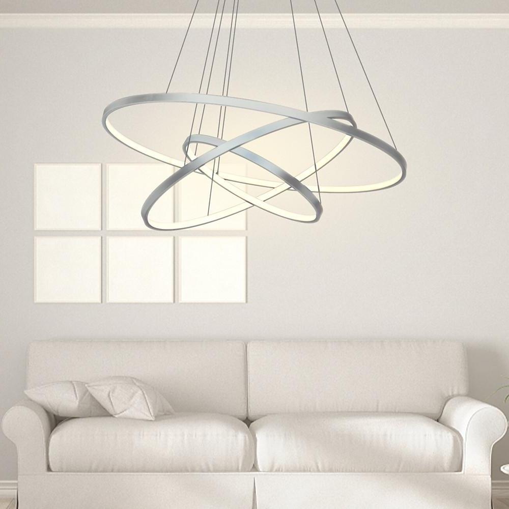 Modern 3 Ring Interweaved Circle LED Pendant Chandelier Adjustable Acrylic Hanging Light Fixture